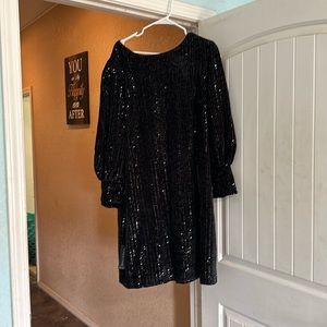 Lane Bryant Black Sequin Shift Dress